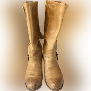 Distressed leather harness boots size 7 1/2